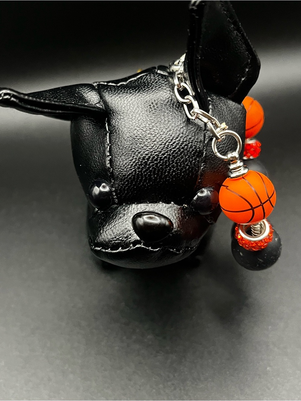 Hand Crafted Orange and Black Basketball Charm Bracelet - Picture 2 of 4